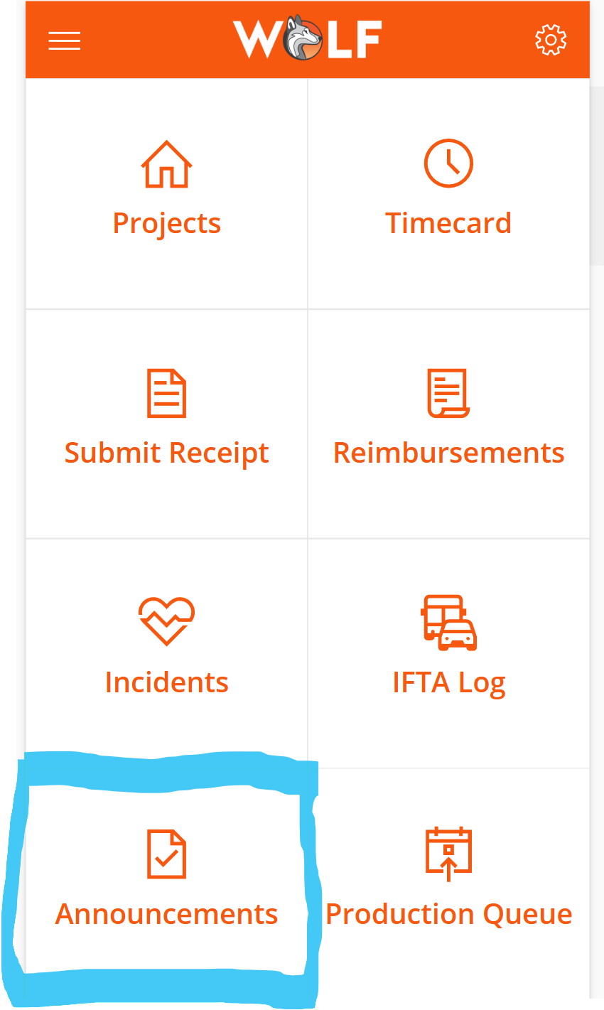 Canvas app home screen with Announcements tile