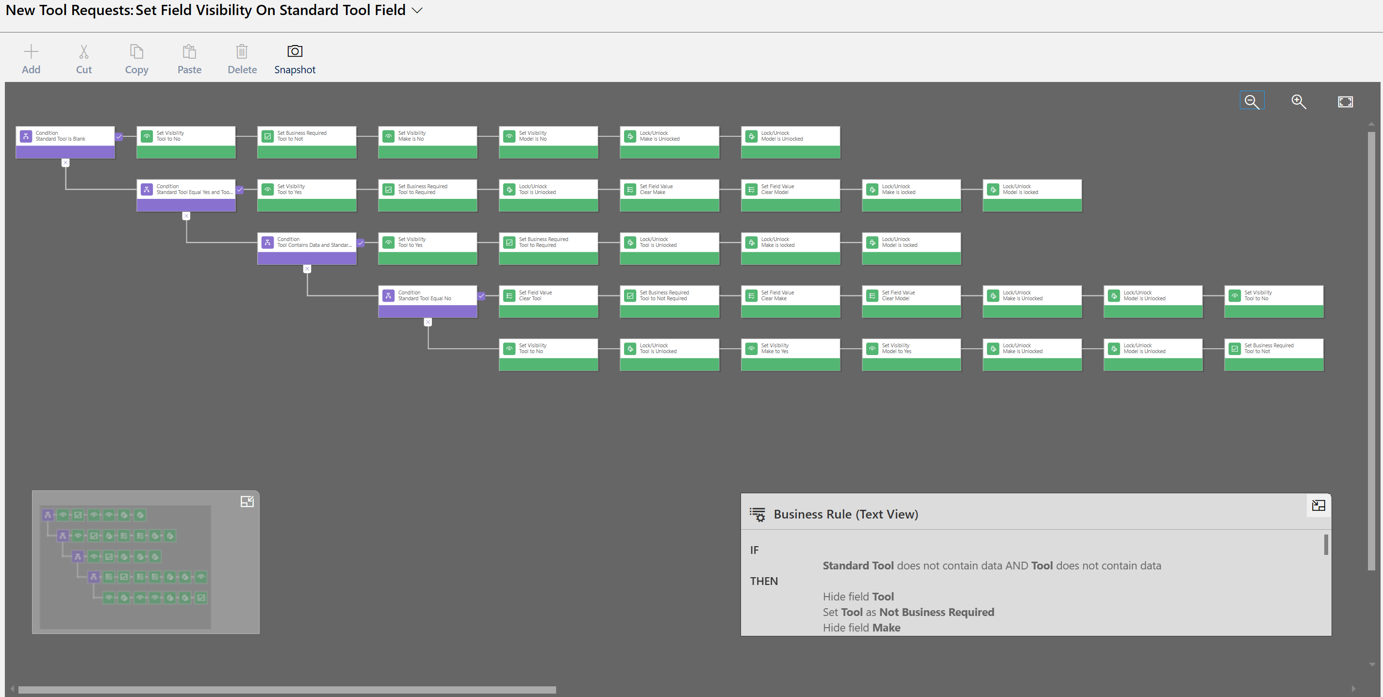 Business rule designer for New Tool Requests field visibility