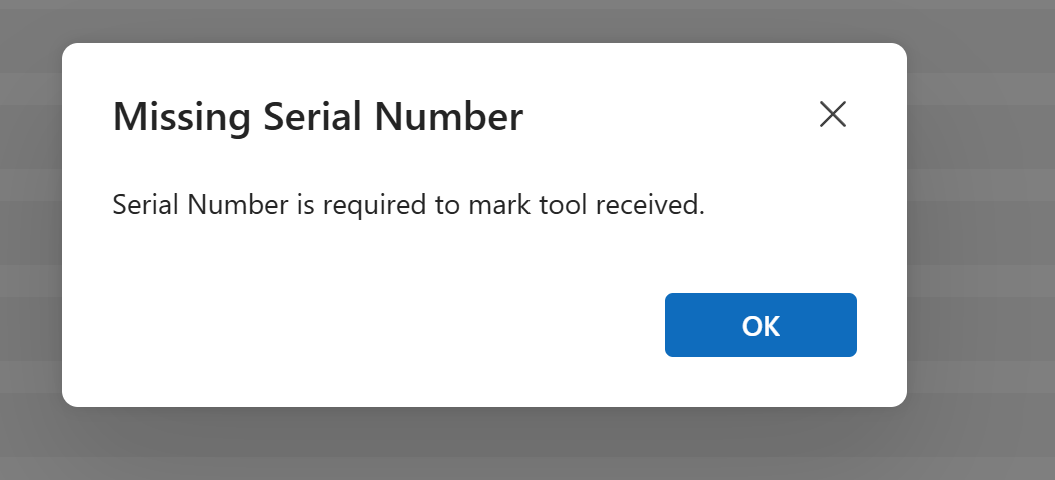 Tool record after being marked received with lifecycle status in circulation and received date populated