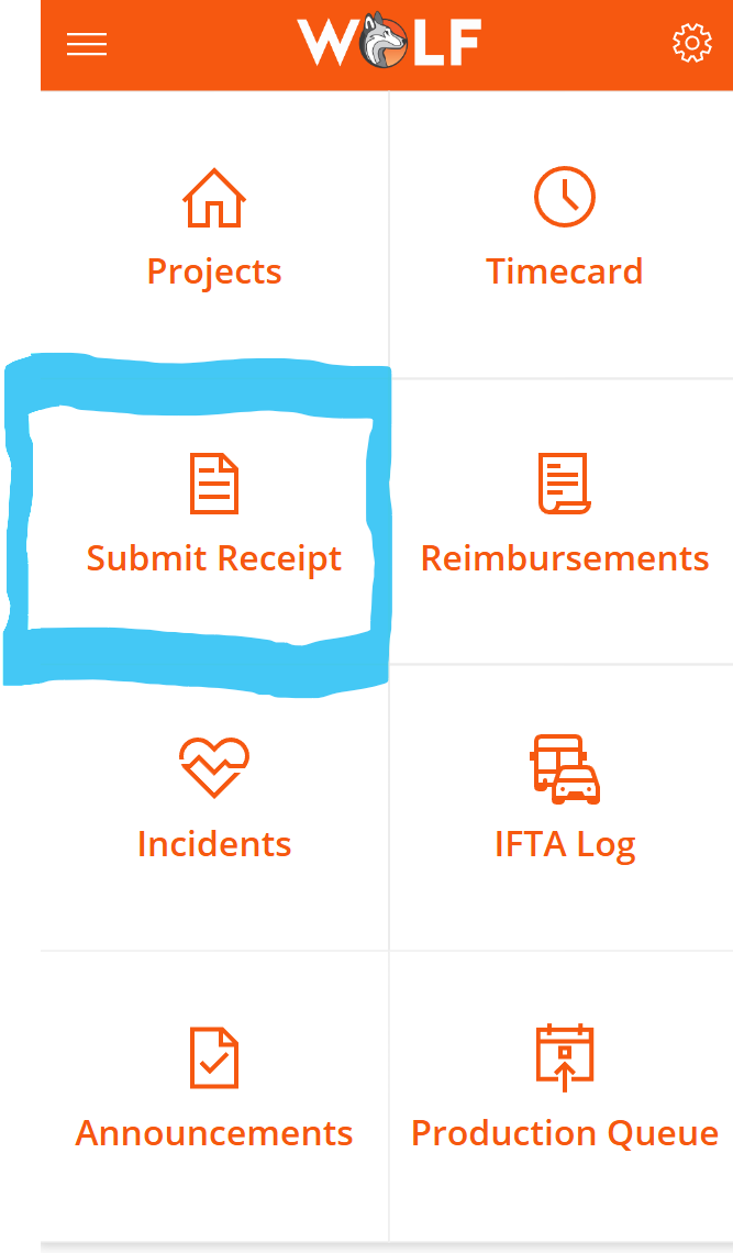 Receipt submission screen asking whether the receipt is job related