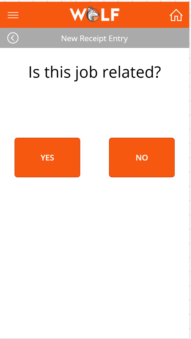 Job related receipt submission form with job, task, description, and attachment fields