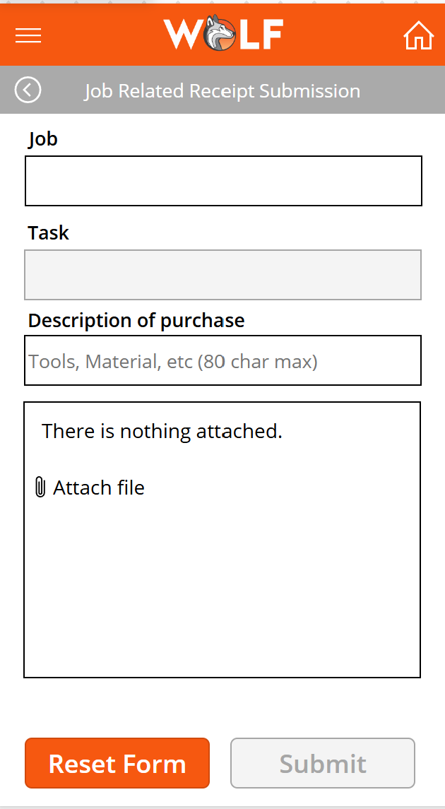 Canvas app home screen with Submit Receipt tile highlighted